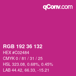 Color code: RGB 192 36 132 | qconv.com