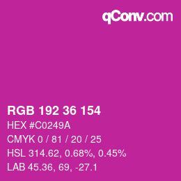 Color code: RGB 192 36 154 | qconv.com