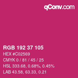 カラーコード: RGB 192 37 105 | qconv.com