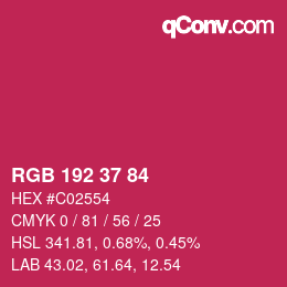 Color code: RGB 192 37 84 | qconv.com
