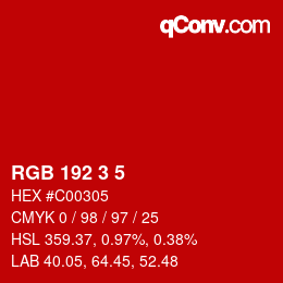 カラーコード: RGB 192 3 5 | qconv.com