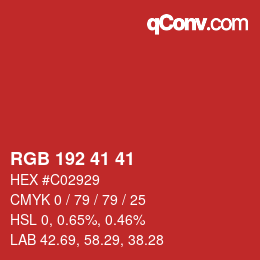 Color code: RGB 192 41 41 | qconv.com