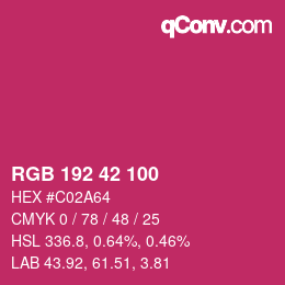 カラーコード: RGB 192 42 100 | qconv.com