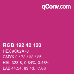 Color code: RGB 192 42 120 | qconv.com