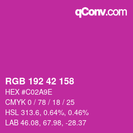 颜色代码: RGB 192 42 158 | qconv.com