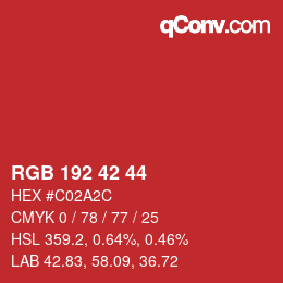 Color code: RGB 192 42 44 | qconv.com