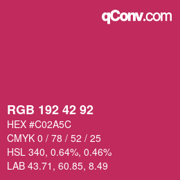 Color code: RGB 192 42 92 | qconv.com