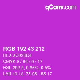 Color code: RGB 192 43 212 | qconv.com