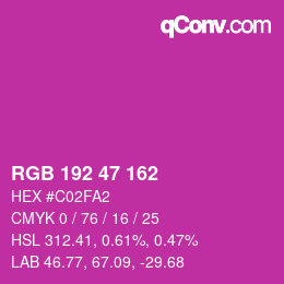 Color code: RGB 192 47 162 | qconv.com