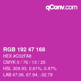 Color code: RGB 192 47 168 | qconv.com
