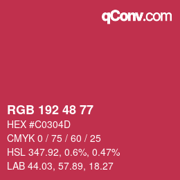 颜色代码: RGB 192 48 77 | qconv.com