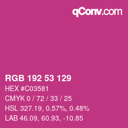 颜色代码: RGB 192 53 129 | qconv.com