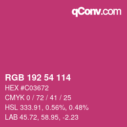Color code: RGB 192 54 114 | qconv.com