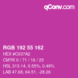 カラーコード: RGB 192 55 162 | qconv.com