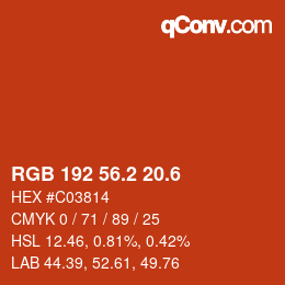 カラーコード: RGB 192 56.2 20.6 | qconv.com