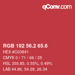 カラーコード: RGB 192 56.2 65.6 | qconv.com