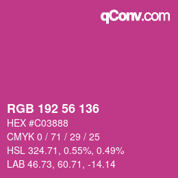 Color code: RGB 192 56 136 | qconv.com