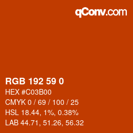 Color code: RGB 192 59 0 | qconv.com