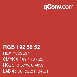 カラーコード: RGB 192 59 52 | qconv.com