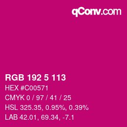Color code: RGB 192 5 113 | qconv.com
