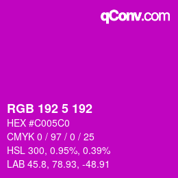カラーコード: RGB 192 5 192 | qconv.com