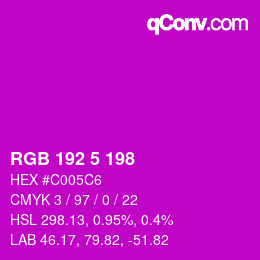 Código de color: RGB 192 5 198 | qconv.com