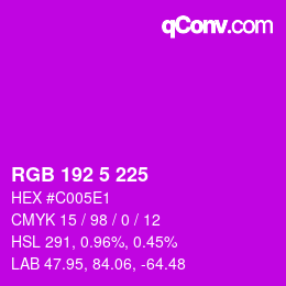 Color code: RGB 192 5 225 | qconv.com