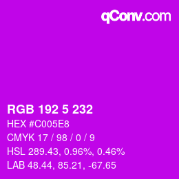 Color code: RGB 192 5 232 | qconv.com