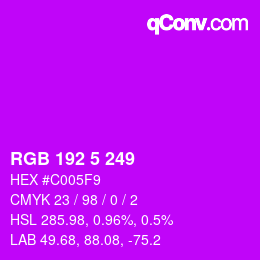 カラーコード: RGB 192 5 249 | qconv.com