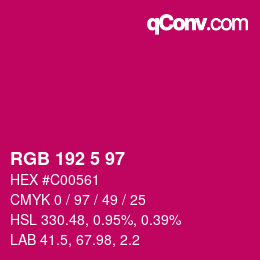 Color code: RGB 192 5 97 | qconv.com