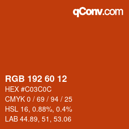 颜色代码: RGB 192 60 12 | qconv.com