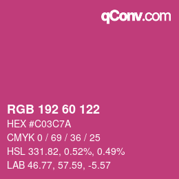 颜色代码: RGB 192 60 122 | qconv.com