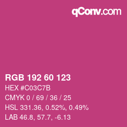 カラーコード: RGB 192 60 123 | qconv.com