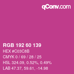 Color code: RGB 192 60 139 | qconv.com