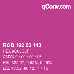 カラーコード: RGB 192 60 143 | qconv.com