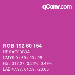 Color code: RGB 192 60 154 | qconv.com
