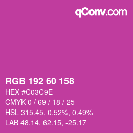 カラーコード: RGB 192 60 158 | qconv.com