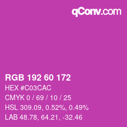 カラーコード: RGB 192 60 172 | qconv.com