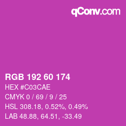 カラーコード: RGB 192 60 174 | qconv.com