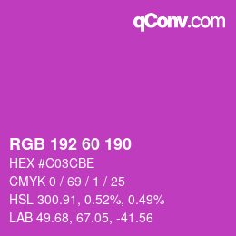 颜色代码: RGB 192 60 190 | qconv.com