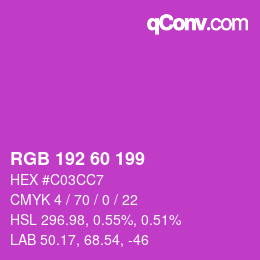 カラーコード: RGB 192 60 199 | qconv.com