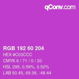 カラーコード: RGB 192 60 204 | qconv.com