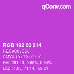 カラーコード: RGB 192 60 214 | qconv.com