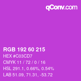 Color code: RGB 192 60 215 | qconv.com