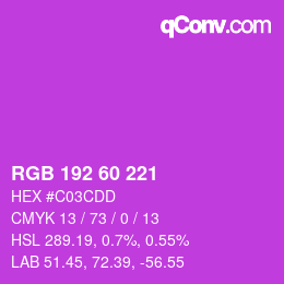 颜色代码: RGB 192 60 221 | qconv.com