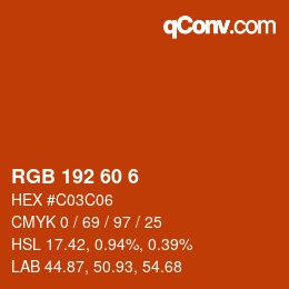 カラーコード: RGB 192 60 6 | qconv.com