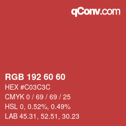 Color code: RGB 192 60 60 | qconv.com