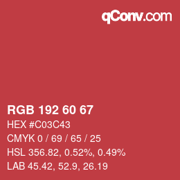 Color code: RGB 192 60 67 | qconv.com