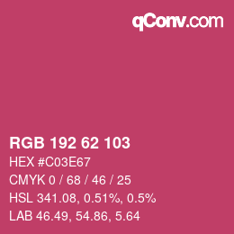 Color code: RGB 192 62 103 | qconv.com