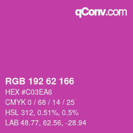 Color code: RGB 192 62 166 | qconv.com